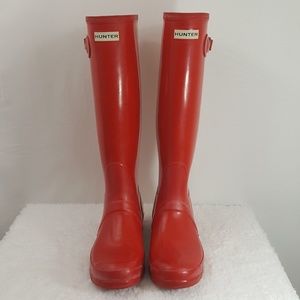 Hunter Rain Boots Red Size 8 Womens Tall Hunter